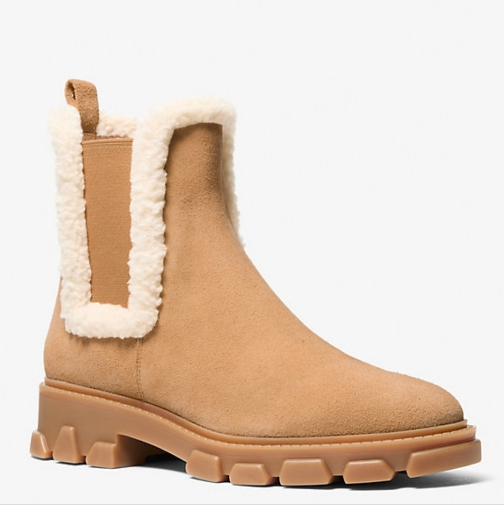 Michael Kors Peanut Suede Shearling-Trimmed Booties